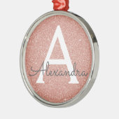 Rosa-Gold-Glitzer und Sparklogramm Silbernes Ornament (Links)