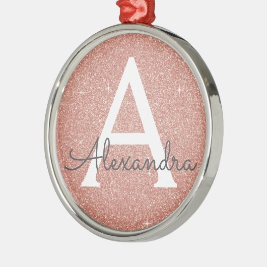 Rosa-Gold-Glitzer und Sparklogramm Silbernes Ornament (Links)