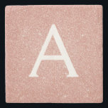Rosa-Gold-Glitzer und Sparklogramm Steinuntersetzer<br><div class="desc">Rosa Rose Gold Imitate Glitzer und Sparkle Elegant Stone Tile. Diese Stone Tiles können individuell auf Ihren Anfangs- und Vornamen angepasst werden und machen eine großartige Hochzeit,  Jubiläum,  süßen 16 Geburtstag oder Weihnachtsgeschenk.</div>