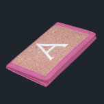 Rosa-Gold-Glitzer und Sparklogramm Tri-fold Geldbeutel<br><div class="desc">Rosa Rose Gold Imitate Glitzer und Sparkle Elegant Nylon Ballet. Diese Nylon-Brieftasche kann auf Ihren Anfangs- und Vornamen angepasst werden.</div>