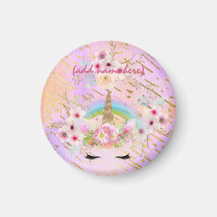 Rosa Gold Glitzer Unicorn Face Rainbow Girls Gesch Magnet