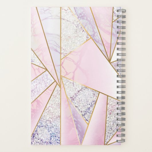 Rosa Gold Glitzer wie Sketchbook Marble Elegance Notizblock (Rückseite)