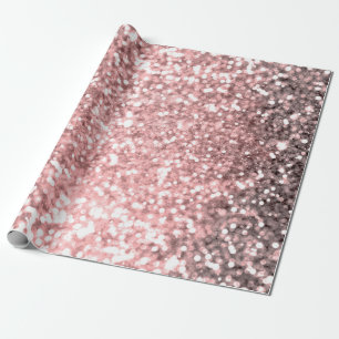 Rosa Gold Glitzerlichter Mädchen Glitzer Funkelnd Geschenkpapier