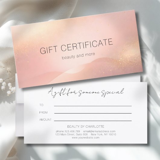 Rosa Gold Glow Gradient Salon Geschenkgutschein
