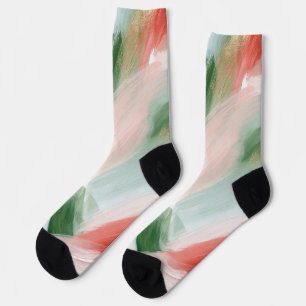 Rosa Gold Grün Blau Rot Abstrakt Socken