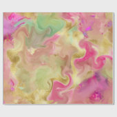 Rosa, Gold, Grün, Marmorpapier Geschenkpapier (Flach)