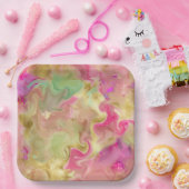 Rosa, Gold, grüne Farbtafel aus Marmor Pappteller (Party)