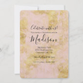 Rosa Gold Grunge Einladung (Vorderseite)