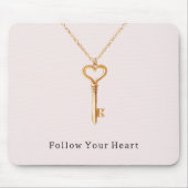 Rosa Gold Herz Kette Mousepad (Vorne)