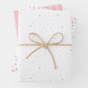 Rosa Gold Herzen Punkte Geschenkverpackungspapier Geschenkpapier Set