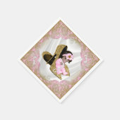 Rosa Gold High Heel Shoel Ethnic Girl Baby Shower Serviette (Ecke)