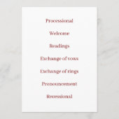 Rosa-Gold-Hochzeitsprogramm-Zeremonie gebogener Gl Programm (Rückseite)