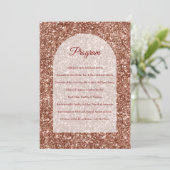 Rosa-Gold-Hochzeitsprogramm-Zeremonie gebogener Gl Programm (Stehend Vorderseite)