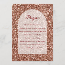 Rosa-Gold-Hochzeitsprogramm-Zeremonie gebogener Gl Programm