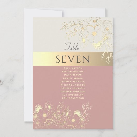 Rosa Gold Hochzeitstabelle (Vorderseite)