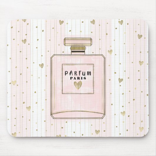 Rosa & Gold hören Paris Parfum Chic Mode Mousepad (Vorne)