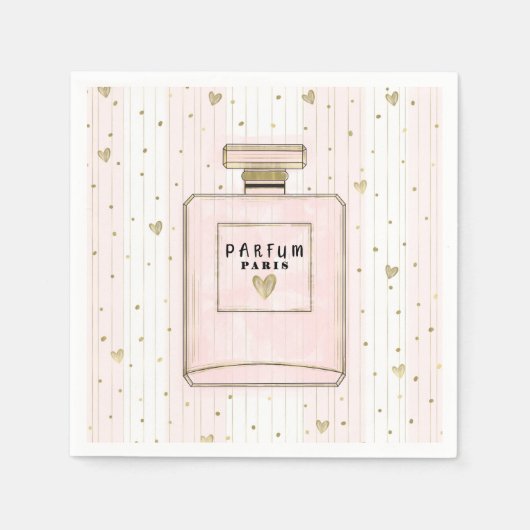 Rosa & Gold hören Paris Parfum Chic Mode Serviette (Vorderseite)
