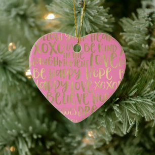 Rosa Gold inspirierende Worte Keramik Ornament