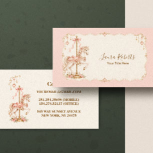 Rosa Gold Karussell-Baby-Party Visitenkarte