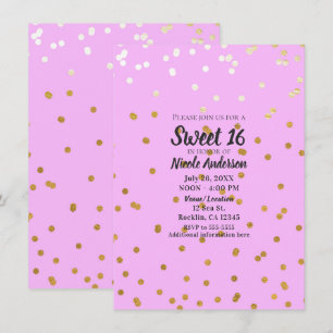 Rosa & Gold Konfetti Punkte Moderne Glamour Glamou Einladung
