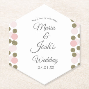 Rosa Gold Konfetti Punkte Rand Hochzeit   Untersetzer