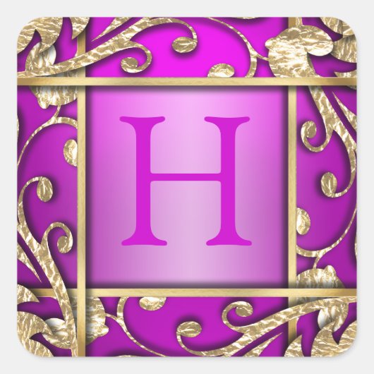 Rosa-Gold-Lattice-Monogramm-Umschlag Aufkleber (Vorderseite)