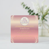 Rosa & Gold Laub Braut zu sein Einladung | Schick (Stehend Vorderseite)