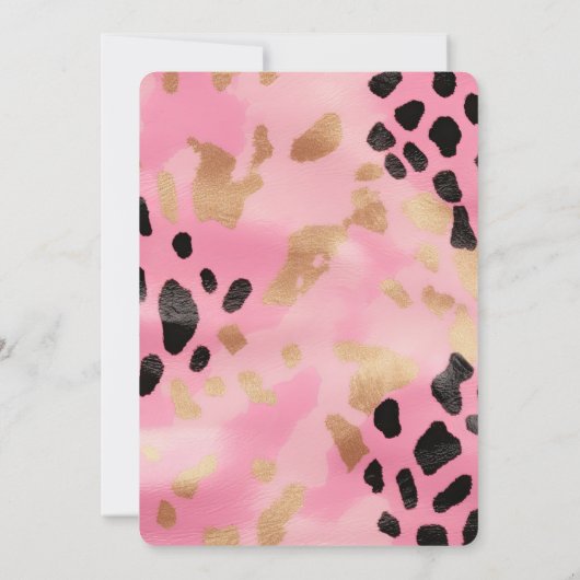 Rosa Gold Leopard Gold Glitzer Party Einladung (Rückseite)