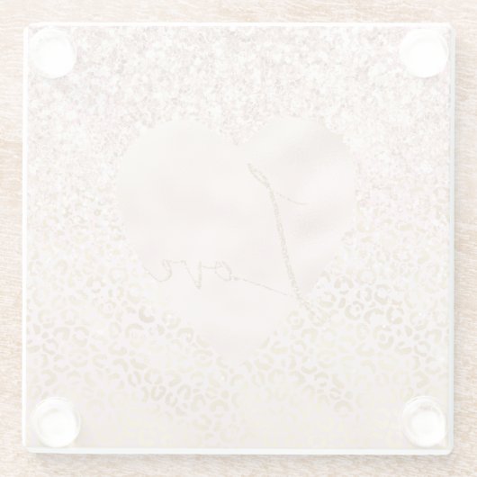 Rosa Gold Leopard Print Liebe Blush Glitzer   Glasuntersetzer (Rückseite)