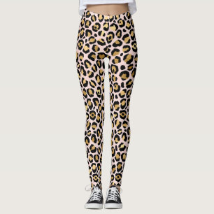 Rosa Gold Leopardenmuster Leggings