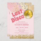 Rosa Gold Letzte Disco Retro Glam Bachelorette Einladung (Vorne/Hinten)