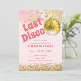 Rosa Gold Letzte Disco Retro Glam Bachelorette Einladung