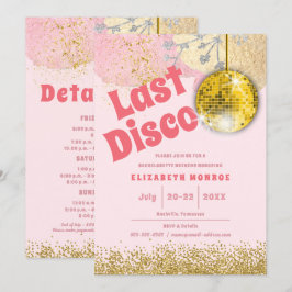 Rosa Gold Letzte Disco Retro Glam Bachelorette Einladung