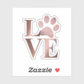 Rosa-Gold-Liebe mit Pawprint Aufkleber (Blatt)