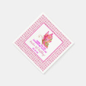 Rosa Gold lila Schmetterlingsfrau Geburtstag Serviette (Ecke)