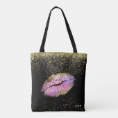 *~* Rosa Gold Lippen Gold Glitzer Schwarz Tasche (Rückseite)