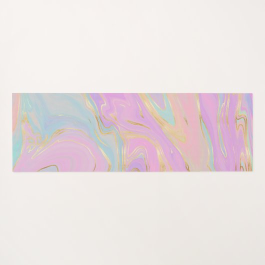 Rosa Gold Liquid Swirl Rainbow Marmor Yogamatte (Rückseite (Horizontal))
