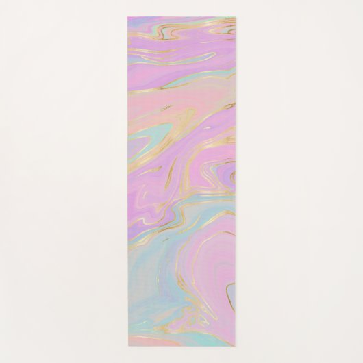Rosa Gold Liquid Swirl Rainbow Marmor Yogamatte (Vorderseite)