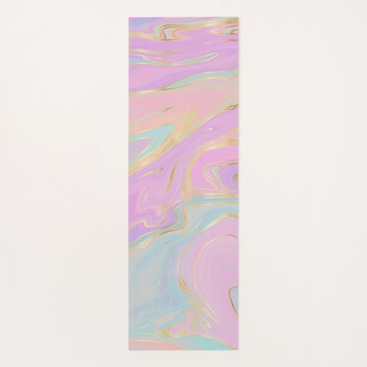 Rosa Gold Liquid Swirl Rainbow Marmor Yogamatte (Rückseite)