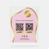 Rosa & Gold Logo Geschäft 2 QR-Codes Werbe- Acrylschild (Vorderseite)