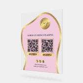 Rosa & Gold Logo Geschäft 2 QR-Codes Werbe- Acrylschild (Winkel)