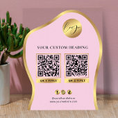 Rosa & Gold Logo Geschäft 2 QR-Codes Werbe- Acrylschild