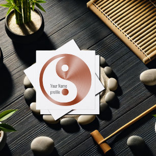 Rosa Gold Look Yin Yang Quadratische Visitenkarte