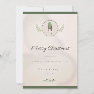 Rosa Gold Lorbeer Monogramm 1 Foto Weihnachtskarte