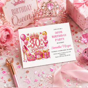 Rosa Gold Luxus Glitter Dreißigster Geburtstagsfei Einladung
