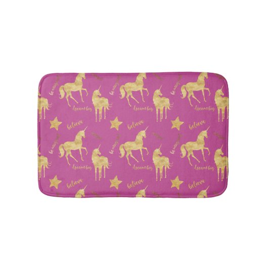 Rosa Gold Magisches Einhorn Badematte (Vorderseite)