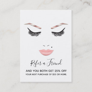 Rosa Gold Make-up-Gesicht Wimpern Lippen Empfehlun Visitenkarte