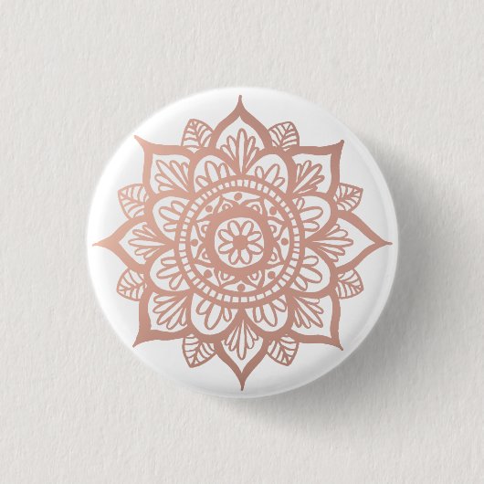 Rosa-Gold-Mandala-Blume Button (Vorderseite)