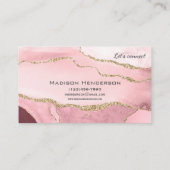 Rosa Gold Marmor Agate Beauty Business Cards Visitenkarte (Rückseite)