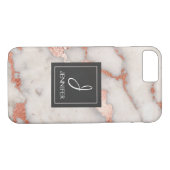 Rosa Gold Marmor Elegantes Monogramm Case-Mate iPhone Hülle (Rückseite (Horizontal))